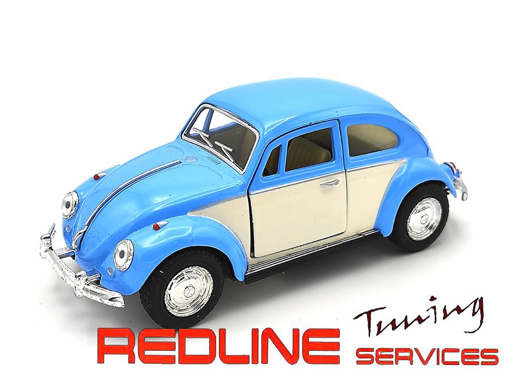 פולקסווגן חיפושית 1:32 כחול עם דלתות לבנות, VW BEETLE DIE CAST MODEL