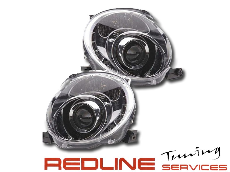 SK3400-FT507,פנסים קדמיים פיאט 500, 2007-2013,רקע כרום,HEAD LIGHT FIAT 500 DRL LED