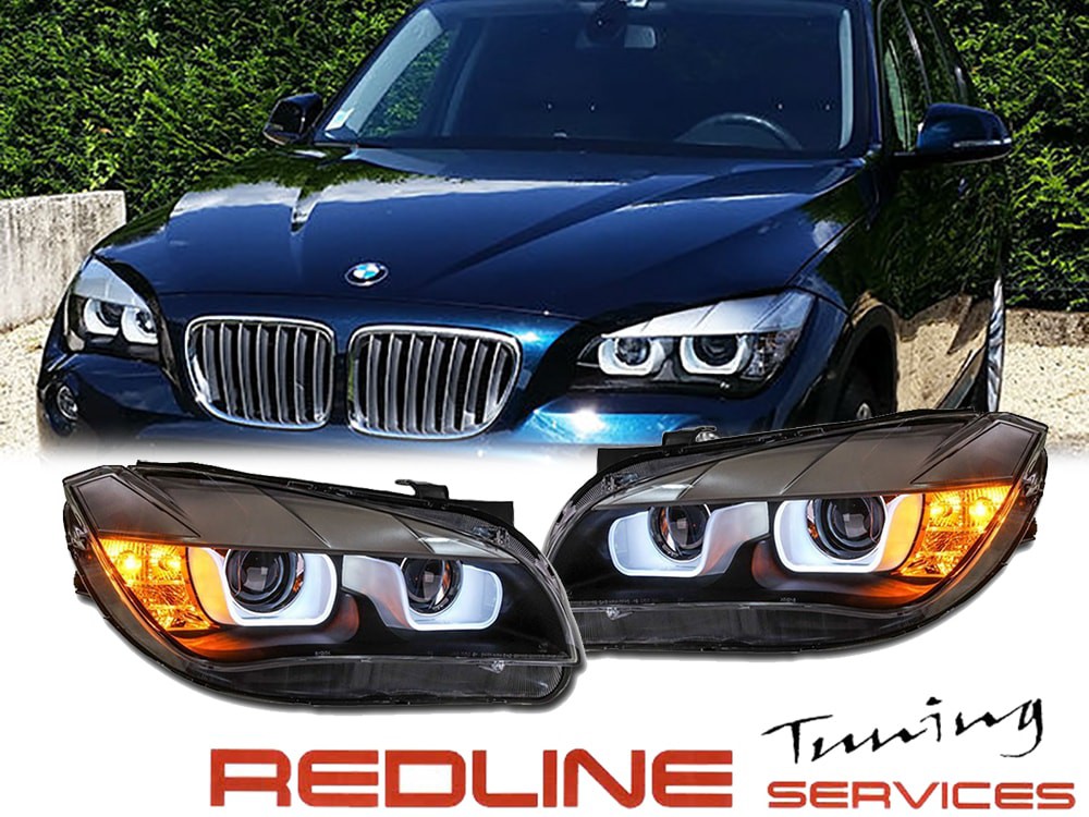 פנסים קידמיים BMW E84,X1,רקע שחור, DRL 2011-2015