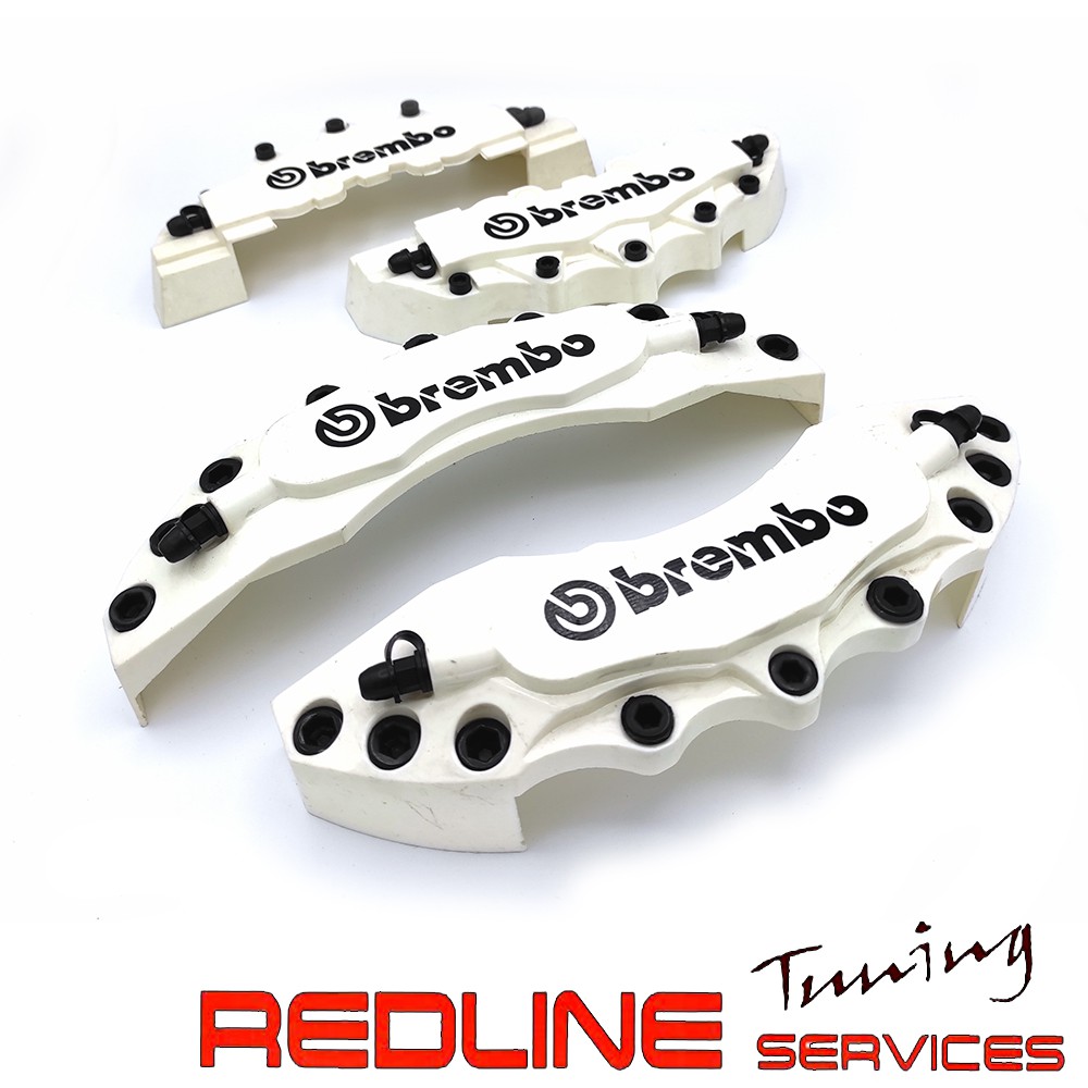 סט כיסוים קליפרים דגם BREMBO,סט 4 חלקים,צבע לבן,מתאים לגיאנט 16-18