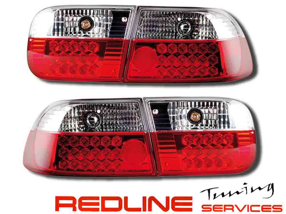 פנסים אחוריים הונדה סיויק 1992-1995 אדום לבן 4 דלתות עם לדים,Led Tail Lights HONDA CIVIC 92-95