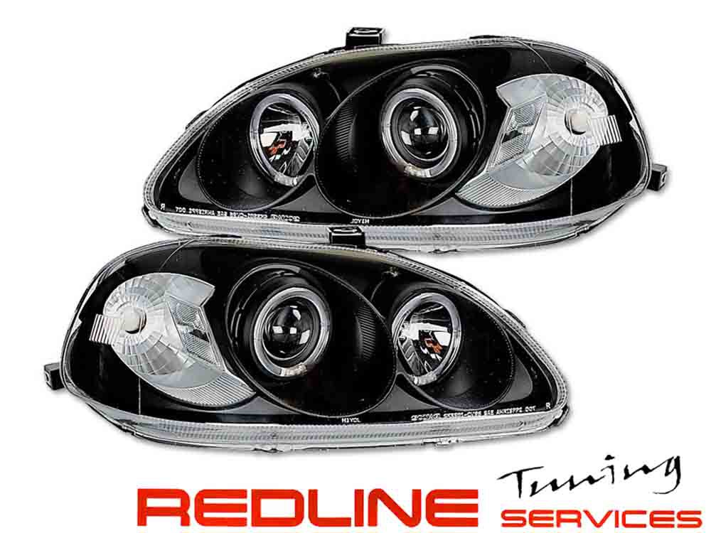 פנסי אנגלאייז הונדה סיויק 1996-1998 רקע שחור,head lights angeleyes for honda civic