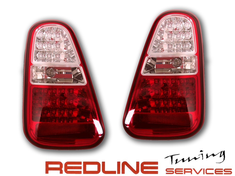 פנסים אחוריים עם לדים מיני קופר 2004-2010 אדום לבן, LED TAIL LIGHTS MINI COOPER