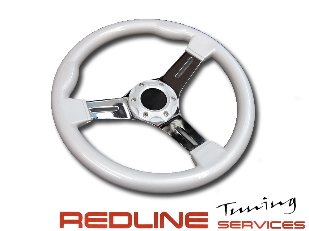 הגה ספורט, דגם NARDI, לבן עם ניקל, WHEEL STEERING NARDI STYLE CHROME WHITE