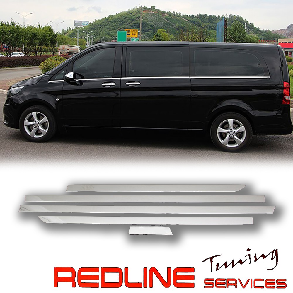 CHROME MOULDING SIDE GLASS MERCEDES VITO VIANO LONG סט פסי נירוסטה לחולונות מרצדס ויטו ויאנו ארוך