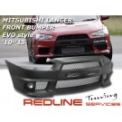 פגוש קדמי מיצובישי לנסר EVO X LANCER FRONT BUMPER (EVO style) PP with BLACK BUMPER GRILLE (EVO style) with FOG LAMP COVER (with PROJECTOR FOG LAMP) with MESH on the SIDE with LOGO BASEMENT with LICENCE PLATE - MITSUBISHI LANCER '10-'12 GT model