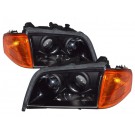 94-00 Benz W202 Black Projector Headlights Head Lights Pair Lamp