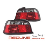 פנסים אחוריים שקופים קריסטל, במוו סדרה 3 דגם E36 קופה 2 דלתות, אדום לבן, 1992-1997,BMW E 36,TAIL LIGHT RED WHITE 2  DOORS
