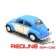 פולקסווגן חיפושית 1:32 כחול עם דלתות לבנות, VW BEETLE DIE CAST MODEL