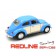 פולקסווגן חיפושית 1:32 כחול עם דלתות לבנות, VW BEETLE DIE CAST MODEL