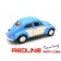 פולקסווגן חיפושית 1:32 כחול עם דלתות לבנות, VW BEETLE DIE CAST MODEL