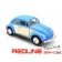 פולקסווגן חיפושית 1:32 כחול עם דלתות לבנות, VW BEETLE DIE CAST MODEL